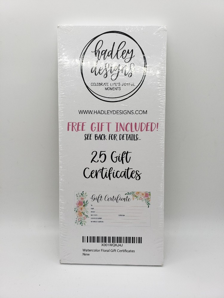 25 Elegant 4x9 Floral Watercolor Gift Certificates for Holidays & Events (A12)-image
