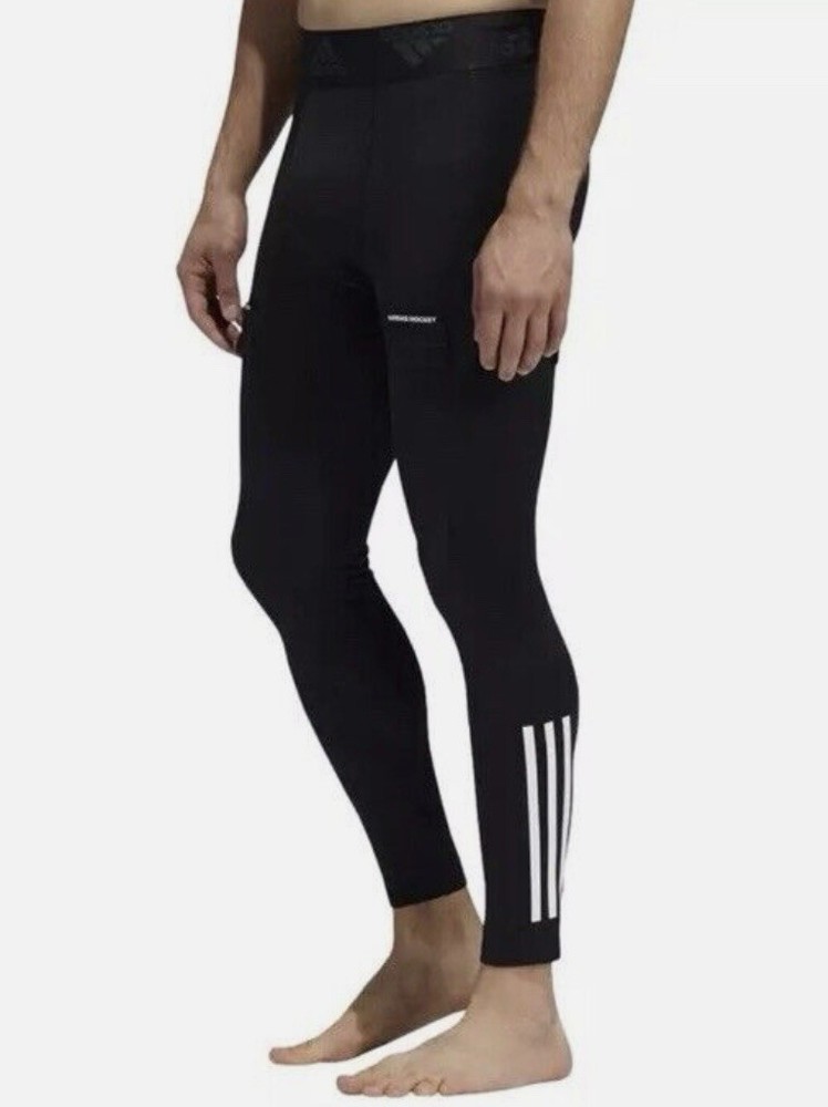 Adidas Mens Alphaskin Hockey Baselayer Tights with Cup XS Black