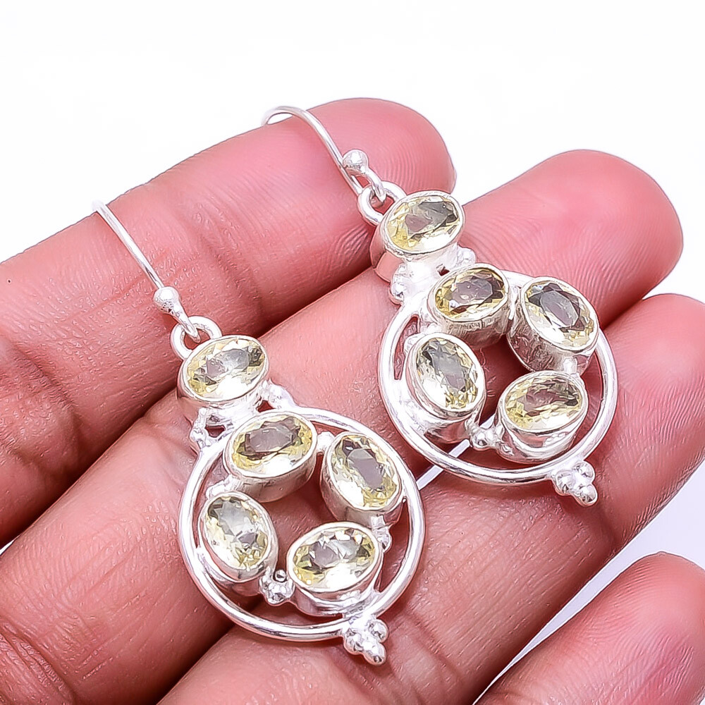 Lemon Quartz Sterling Silver Earrings 1.83