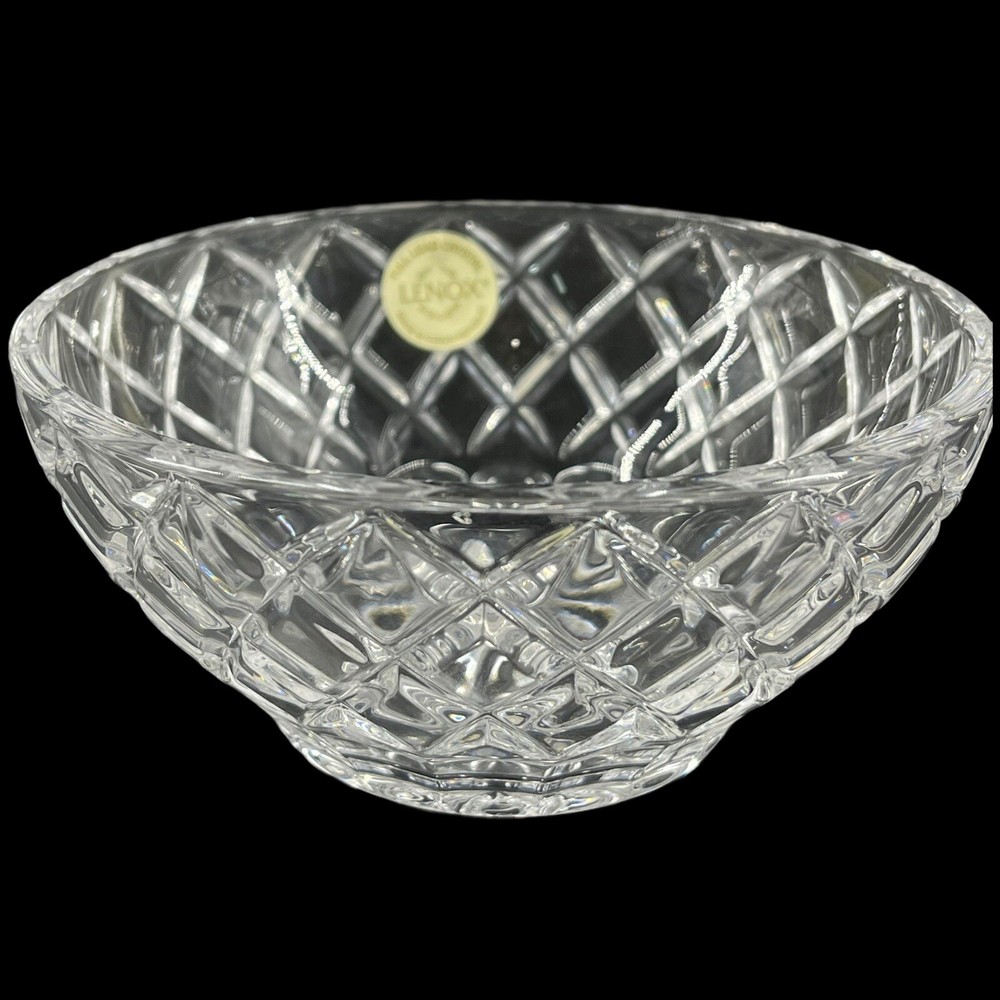 Vintage Lenox Lead Crystal Diamond Pattern Bowl Nuts Candy Trinket Rings 5