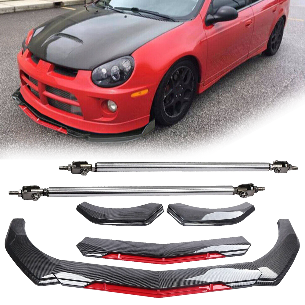 Dodge Neon SRT Carbon Fiber Front Bumper Lip Spoiler Splitter with Strut Rods