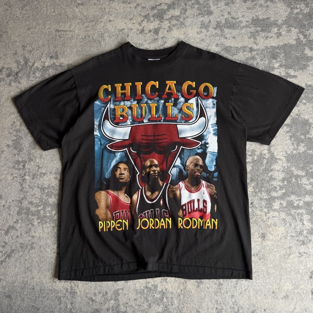 1996 Chicago Bulls Rap Graphic T-shirt Single Stitch XL Jordan Rodman Pippen