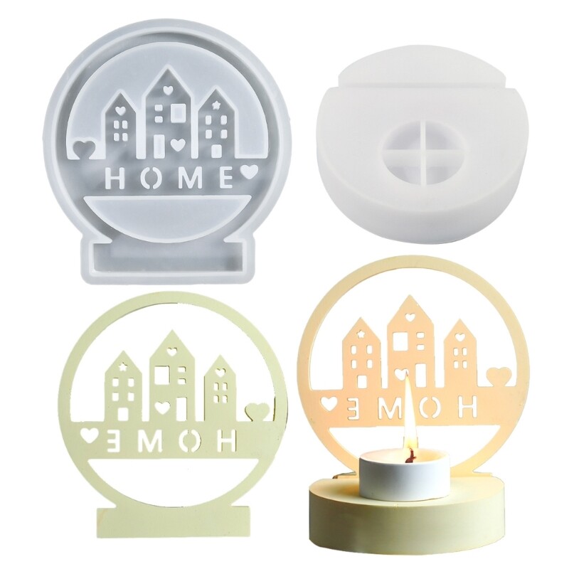 Silicone Candlestick Molds for Epoxy Resin with Window Holder