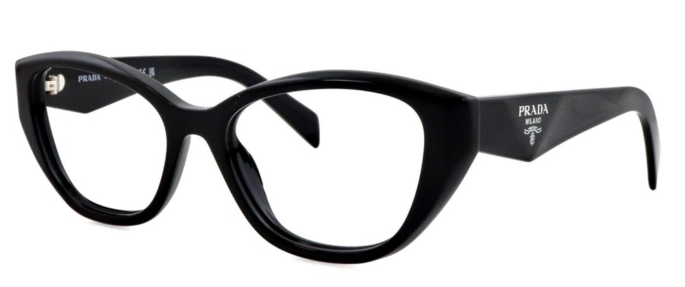 Prada VPR21Z 16K-1O1 53mm Glossy Black Cat Eye Eyeglass Frames Made in Italy