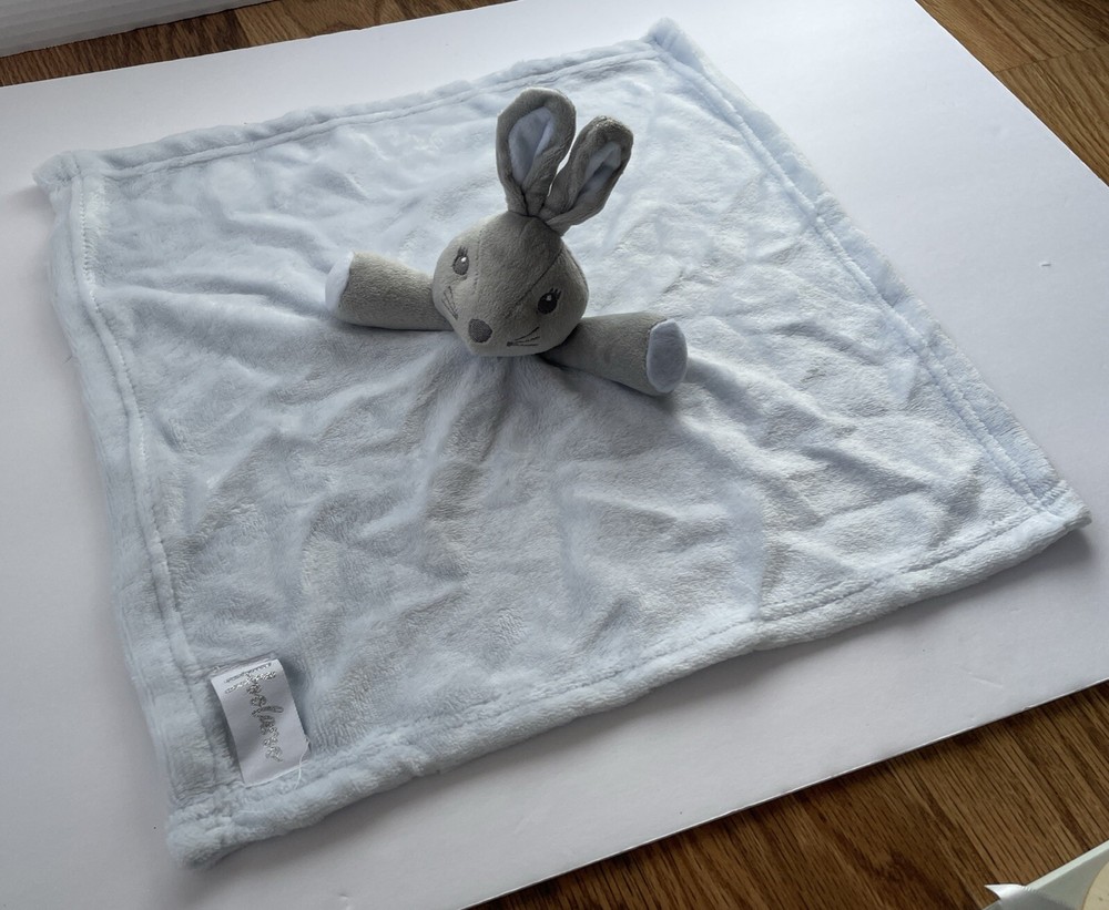 Hoolaroo Blue Bunny Rabbit Security Blanket Plush Lovey Rattle Toy