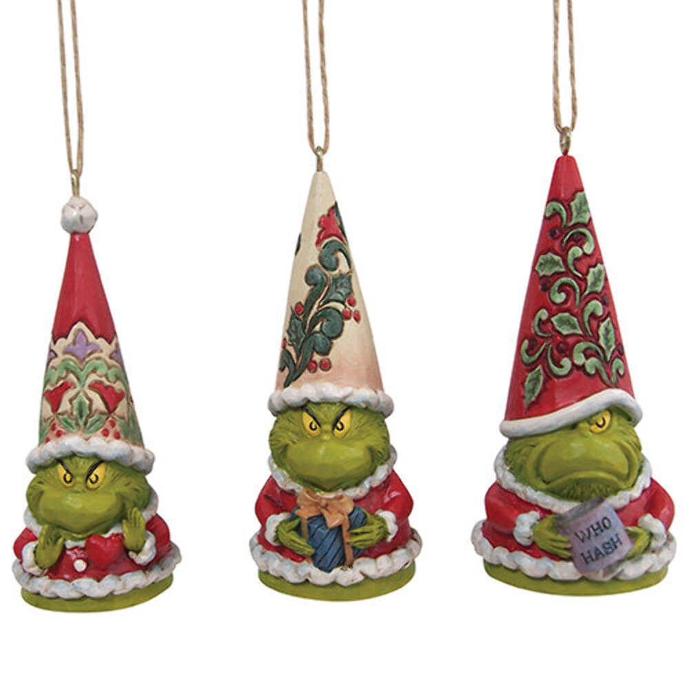 Grinch Gnome Ornament Set - 3 Festive Holiday Decorations