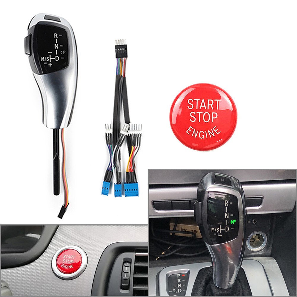 Automatic LED Gear Shift Knob & Start Stop Button Cover Fit BMW 3 5 7 Series X3