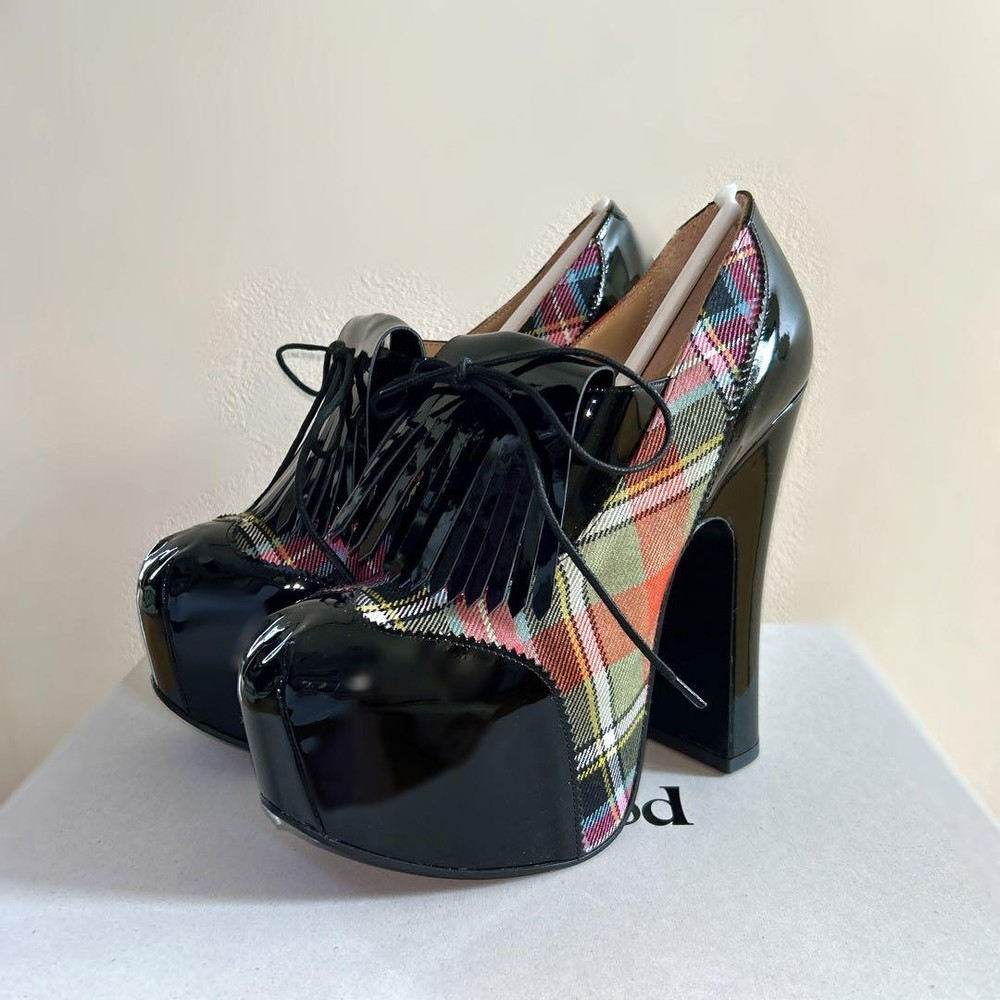 Vivienne Westwood Women 9.0US Tartan Heels Women Designer Shoes Limited Edition