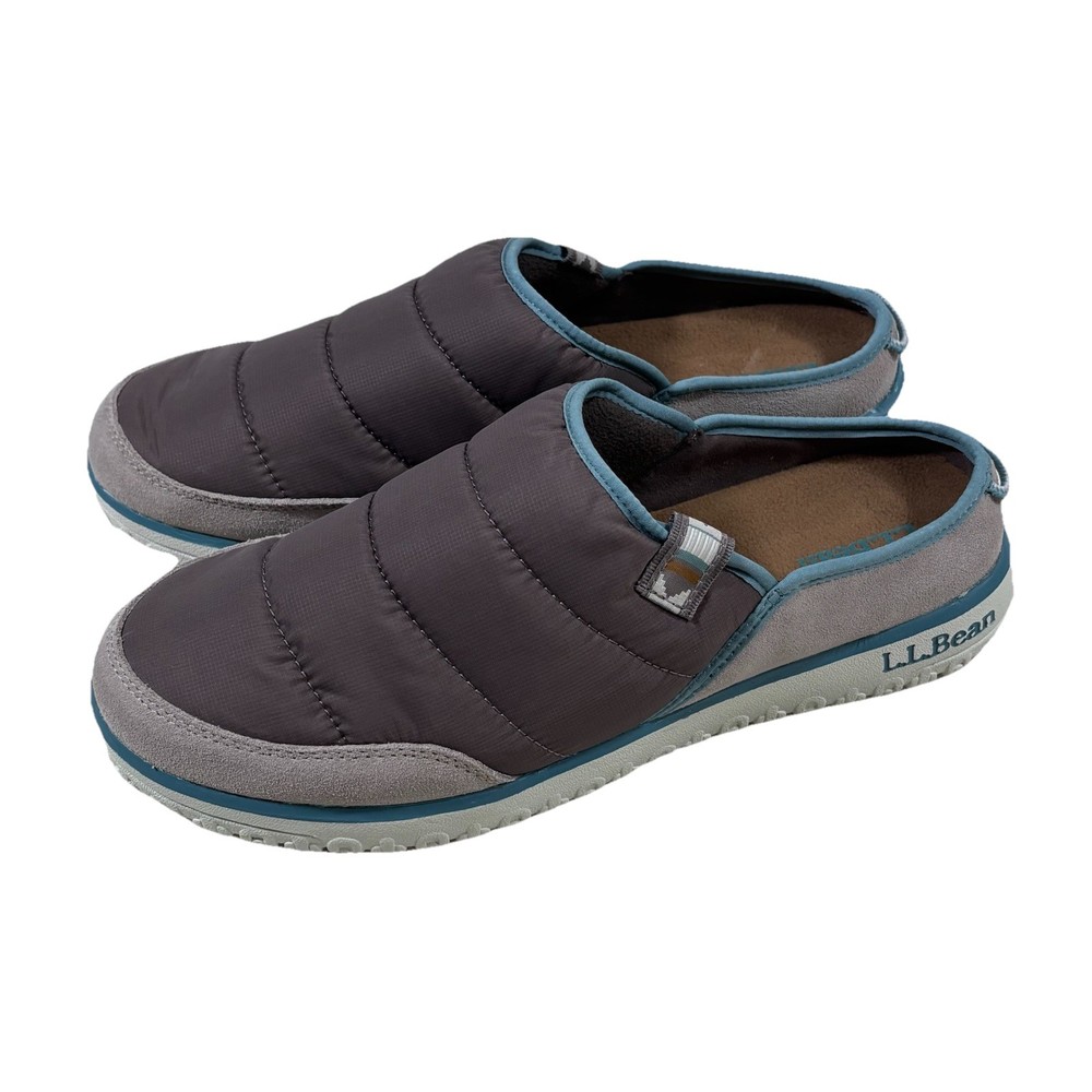 LL Bean Mountain Classic Womens Warm Gray Nylon Quilted Outdoor Slides Size 11 M