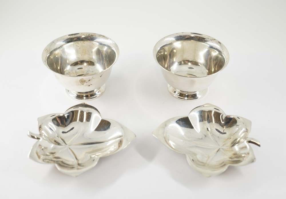 Tiffany & Co. Sterling Silver 4 Piece Footed Maple Leaf Dish & Footed Trink Bowl