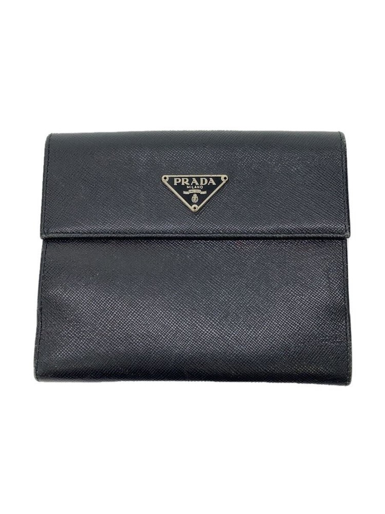 Prada Mens Black Faux Leather Bifold Wallet