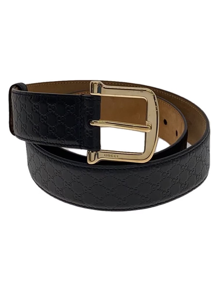 GUCCI Mens Black Leather Belt with All-Over Print 281548