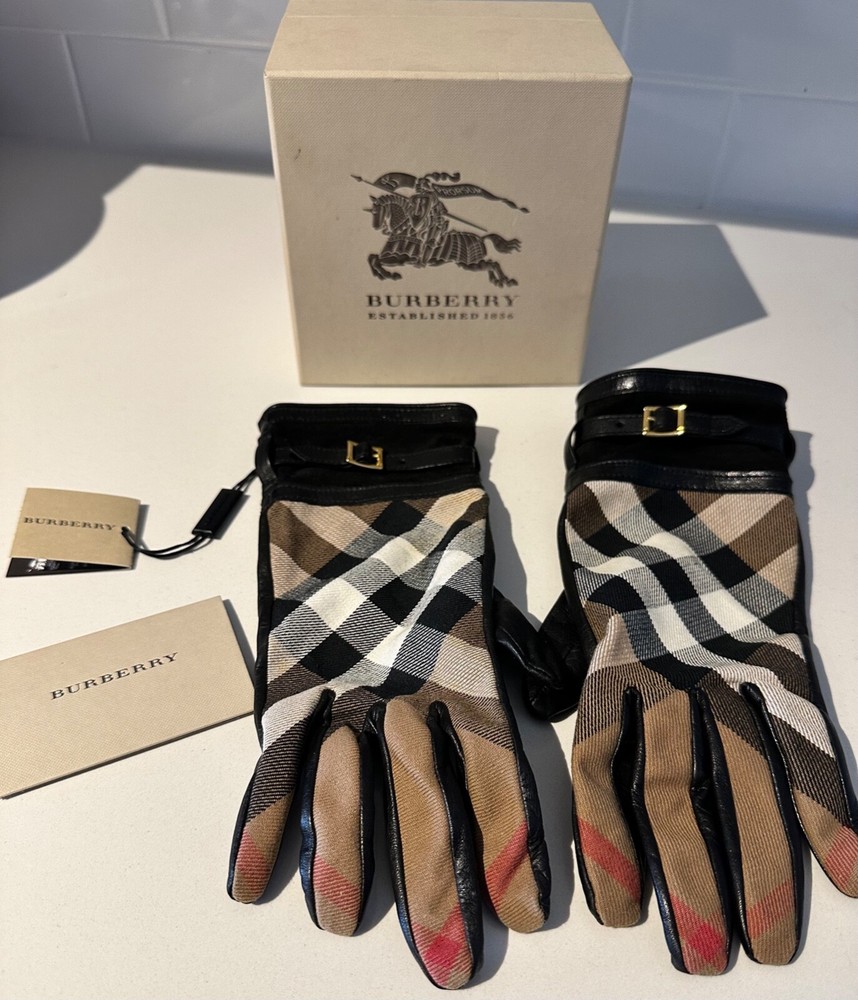 BURBERRY BRIDLE HOUSECHECK NICOLA WOMEN'S GLOVES SZ 7