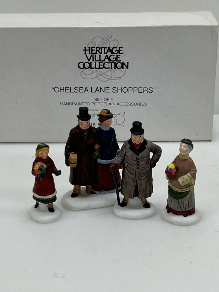 Dept 56 Chelsea Lane Shoppers Heritage Village Collection Set Of Four 5816-5