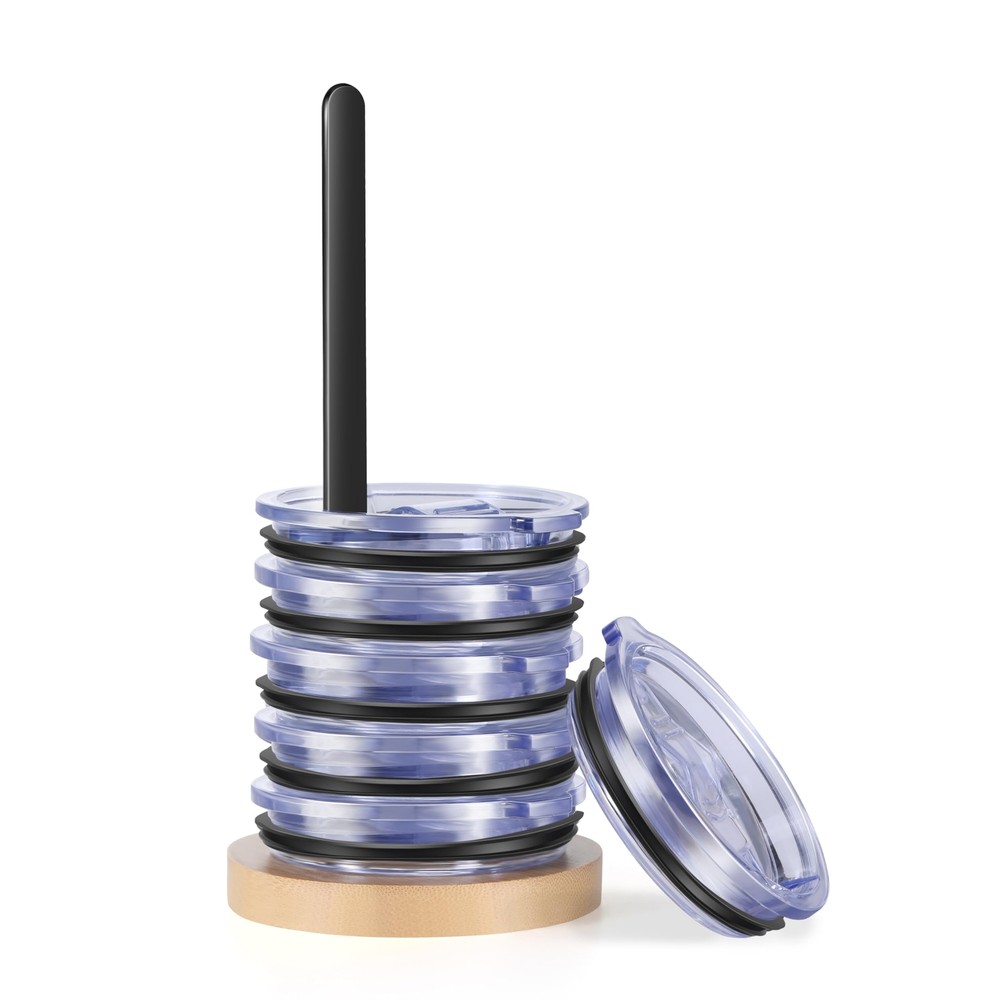 ZUJJAFY Bamboo Tumbler Lid Organizer - Vertical Storage for Up to 10 Cup Lids...