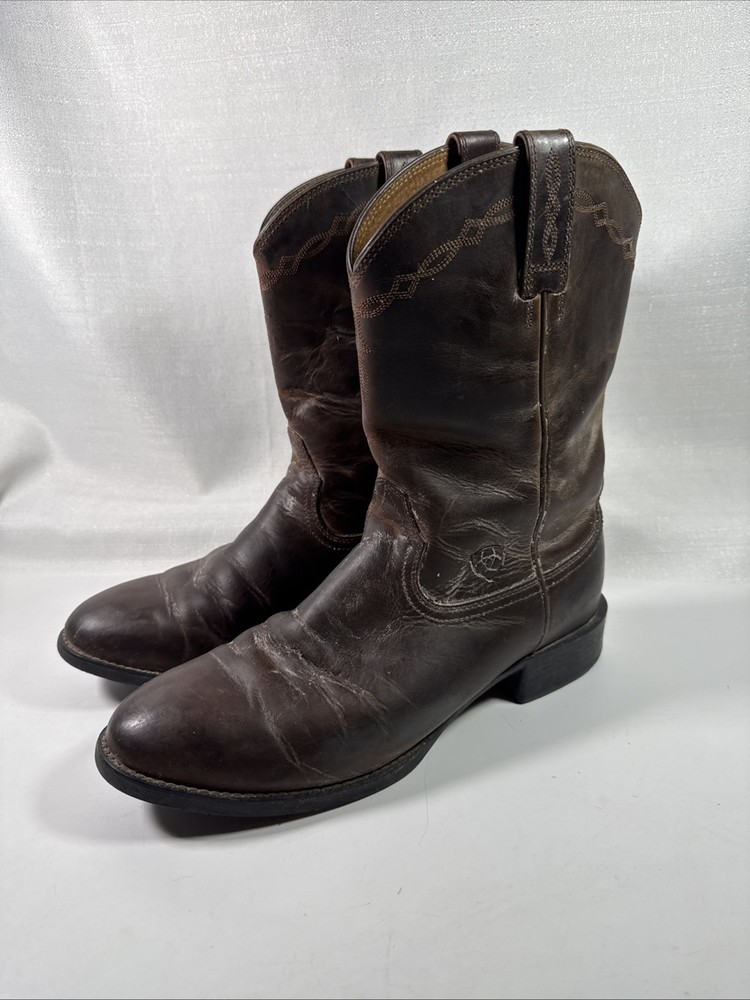 Ariat Mens Heritage Roper Boots Distressed Brown Round Toe 9.5 D