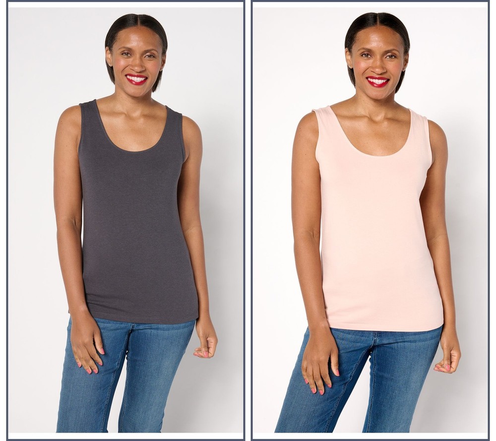 Maya J Women's Top Sz L Denim & Co. Essentials So Soft Jersey Gray A650481