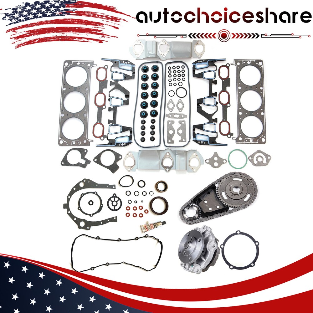 Chevrolet Pontiac Oldsmobile Timing Chain Water Pump Kit with Head Gasket Set