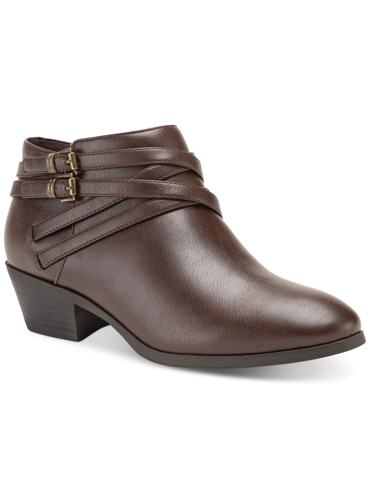 STYLE & COMPANY Womens Brown Willoww Round Toe Block Heel Zip-Up Booties 8 M