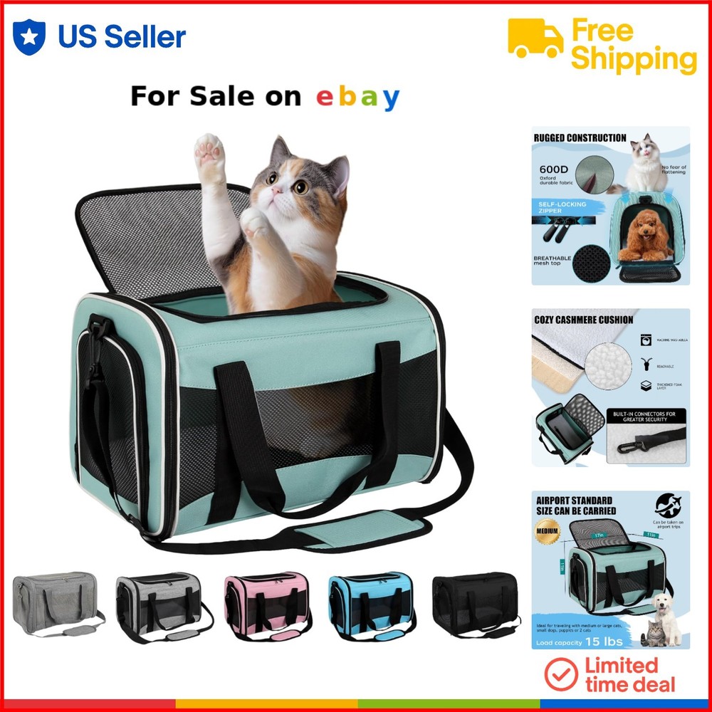 Lightweight Soft-Sided Mesh Pet Carrier for Small Dogs Travel Portable
