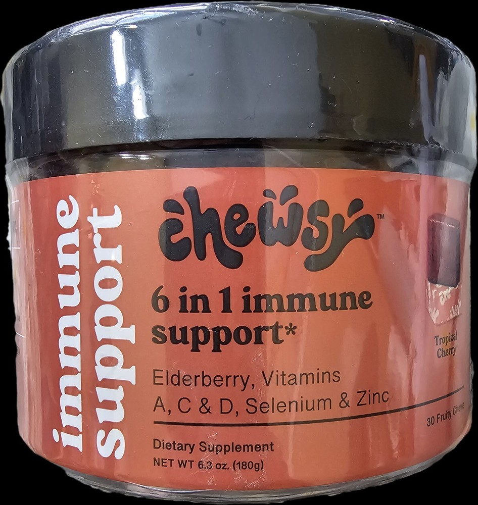CHEWSY 6-in-1 Immune Support Trop Cherry Chews with Elderberry Vitamin ...