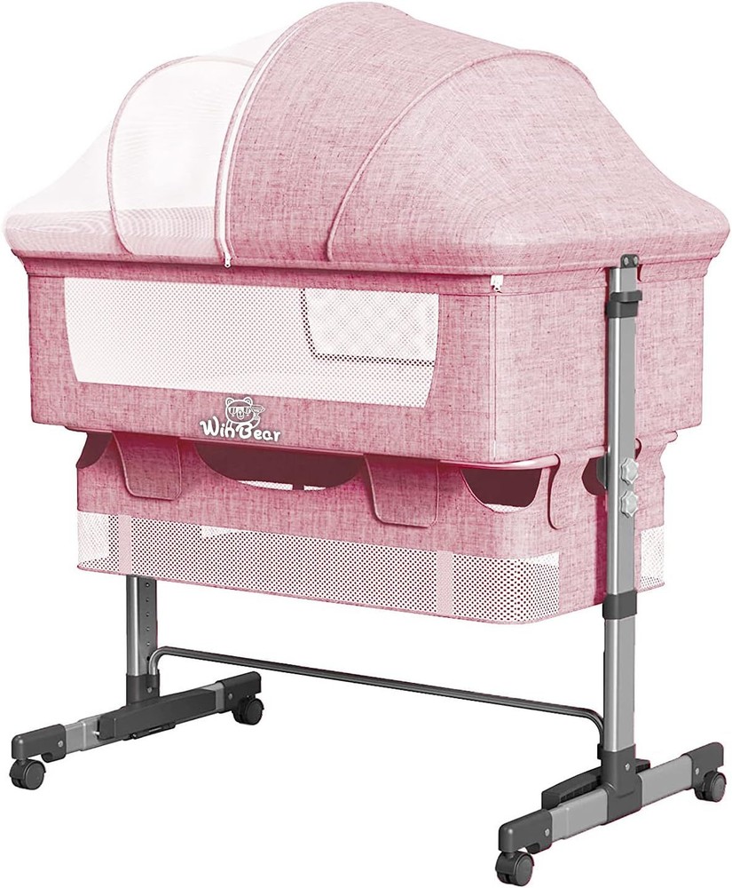 Baby Bassinet Bedside Sleeper 3 in 1 Bedside Crib, Adjustable Portable Bed for