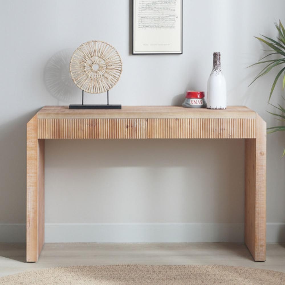 Rustic Wooden Console Table with Drawer – Minimalist Design,Natural Finish