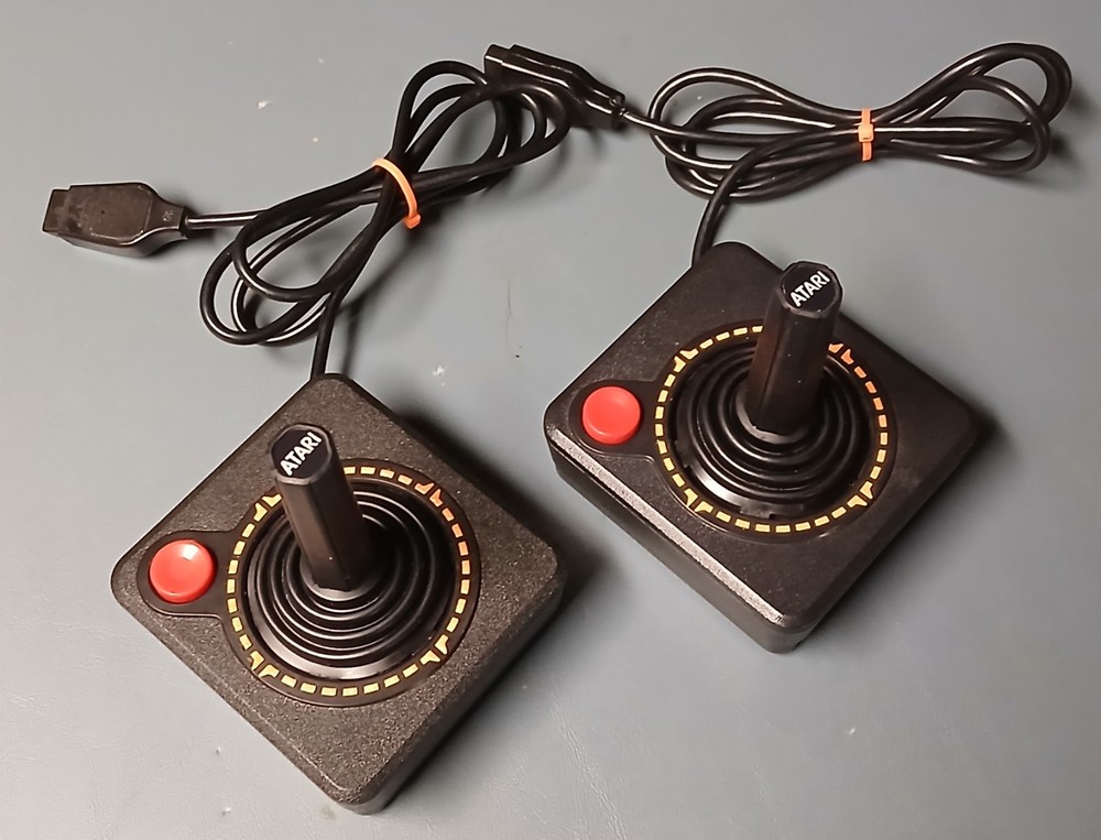One Pair (2) Atari 2600 1977 Heavy Sixer CX-10 Joysticks with Hex Discs