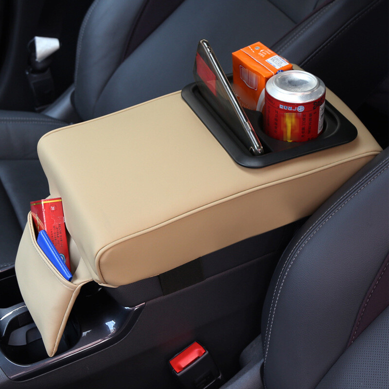Car Double Cup Holder Armrest Pad Center Console Storage Box Cushion Cover US