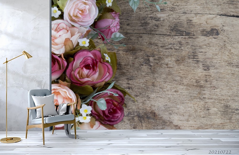 3D Vintage Red Rose Flower Wall Murals Wallpaper Murals Wall Sticker 71