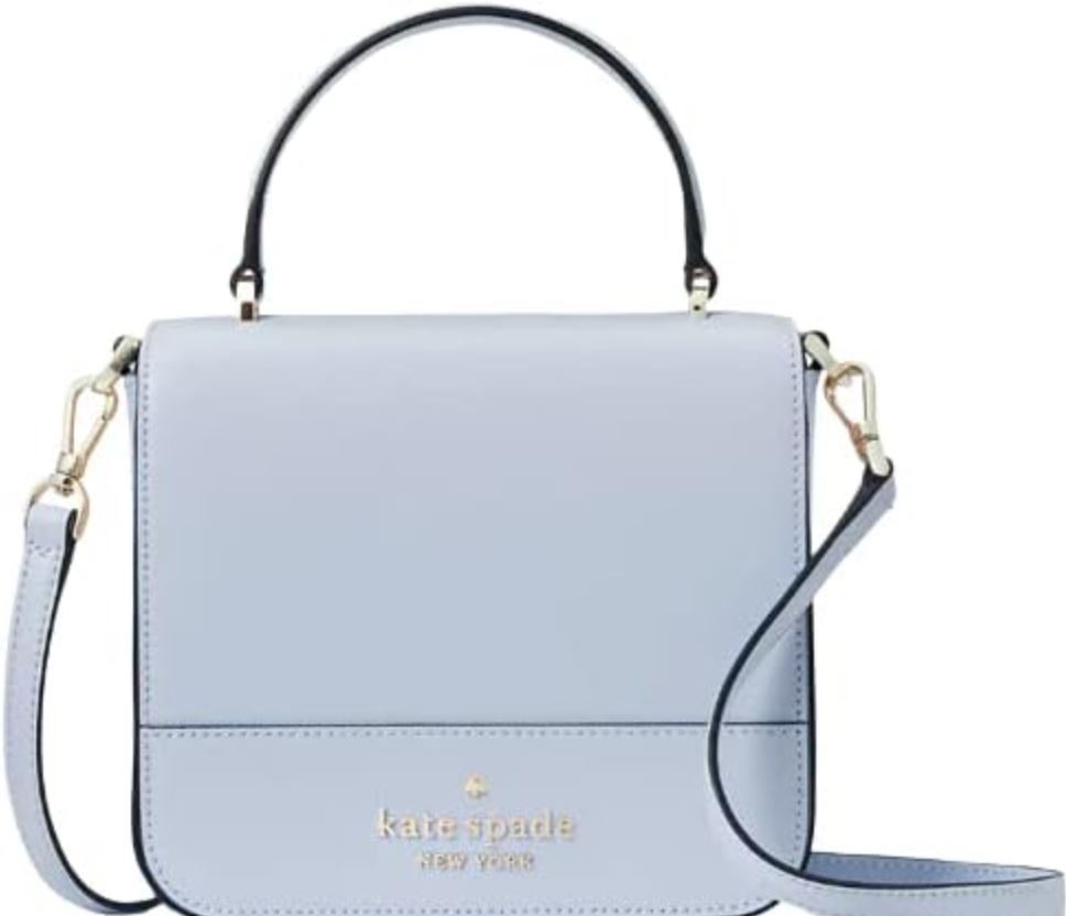 NWT Kate Spade Staci Saffiano Top Handle Square Flap Crossbody Bag Purse Blue