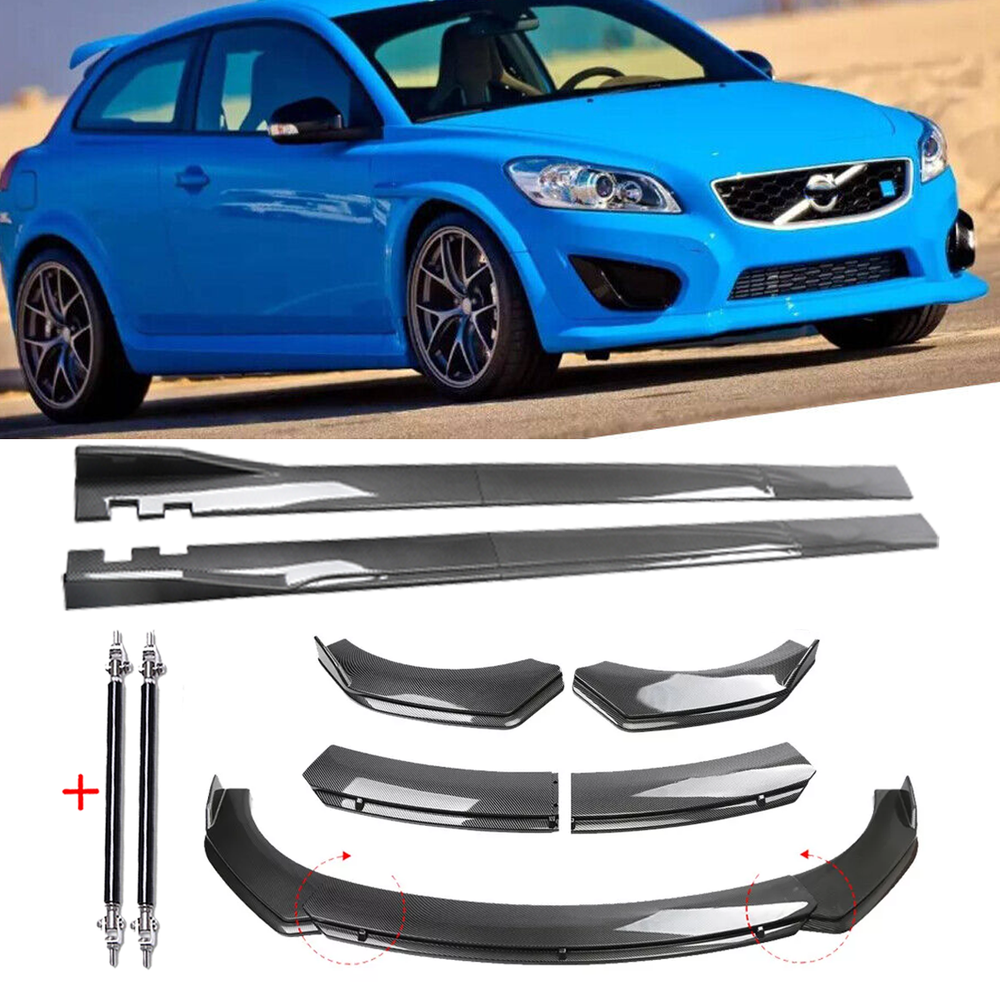 For Volvo C30 C40 C70 Front Lip Chin Bumper Spoiler Carbon Fiber Side Skirt