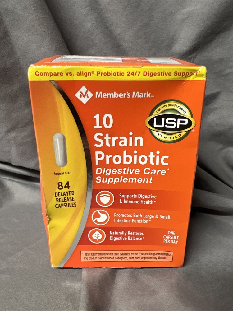 Member's Mark 10 Strain Probiotic (84 count) 1 Per Day - Expires 04/25 -D8-image