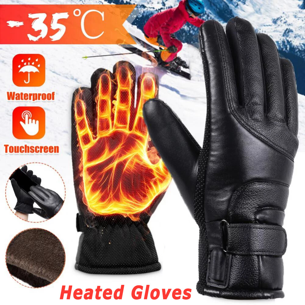 Electric USB Heated Gloves Winter Warming Thermal Ski Snow Hand Warm Windproof