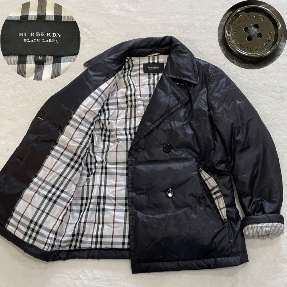 Burberry Black Label Shiny Down Jacket Horse Logo Nova Check F/S from Japan