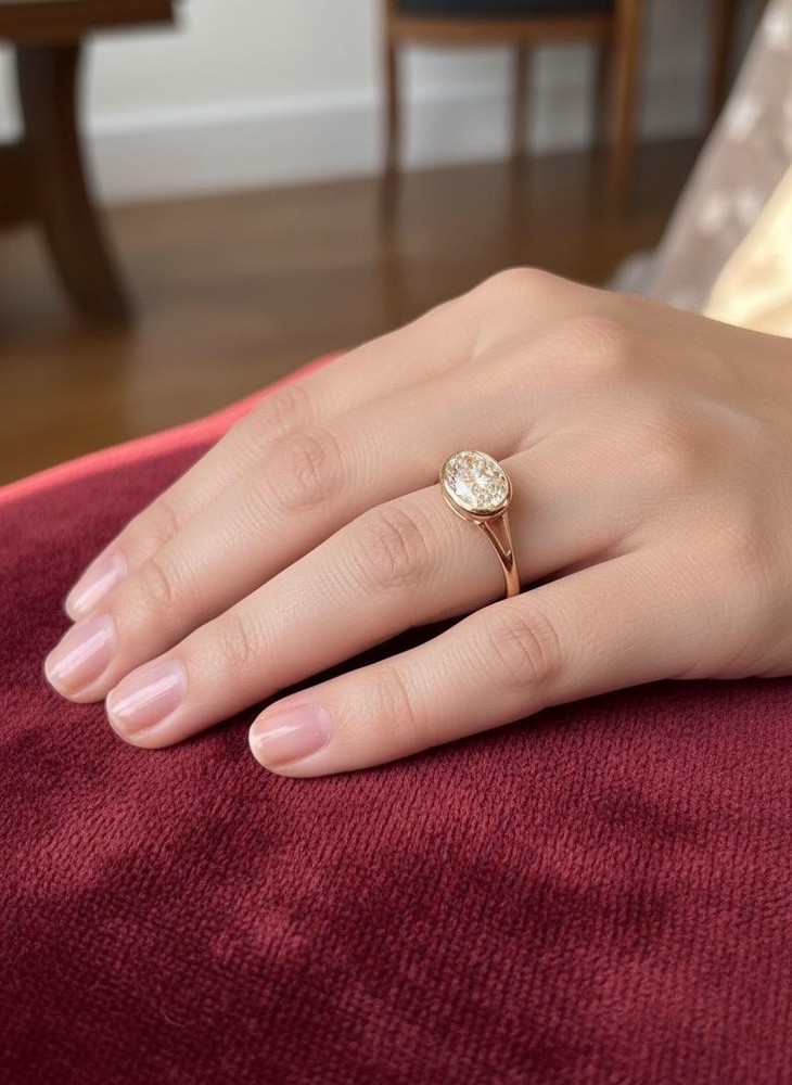 1.0CTW IGI Certified Lab Grown Oval Diamond Ring, 14K Gold Bezel Set East West