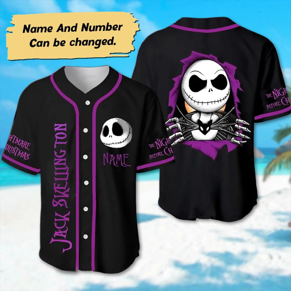 Custom Nightmare Before Christmas 3D Baseball Jersey Shirt All Over Print