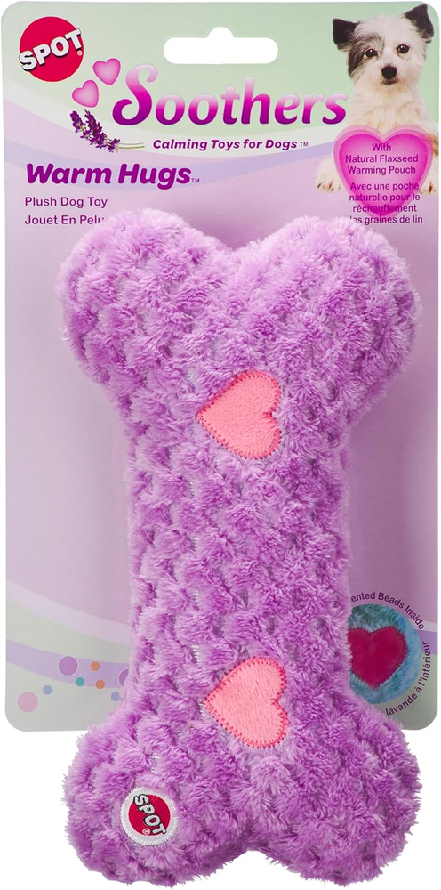 Soothers Warm Hug Bone - Calming Plush Dog Toy with Lavender Scented Beads, Remo