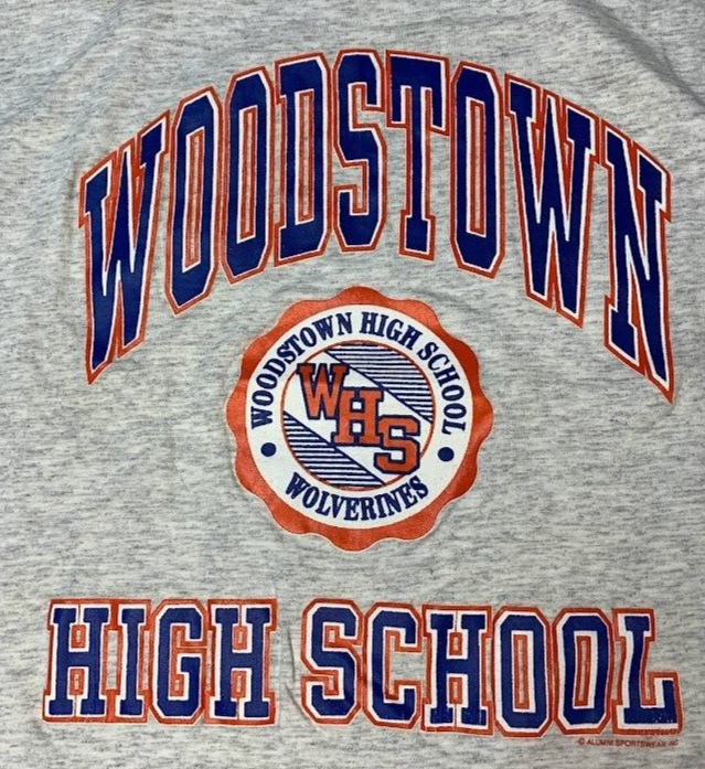 Woodstown Wolverines HS T Shirt Jersey Gray Graphic 100% Cotton Men's XL