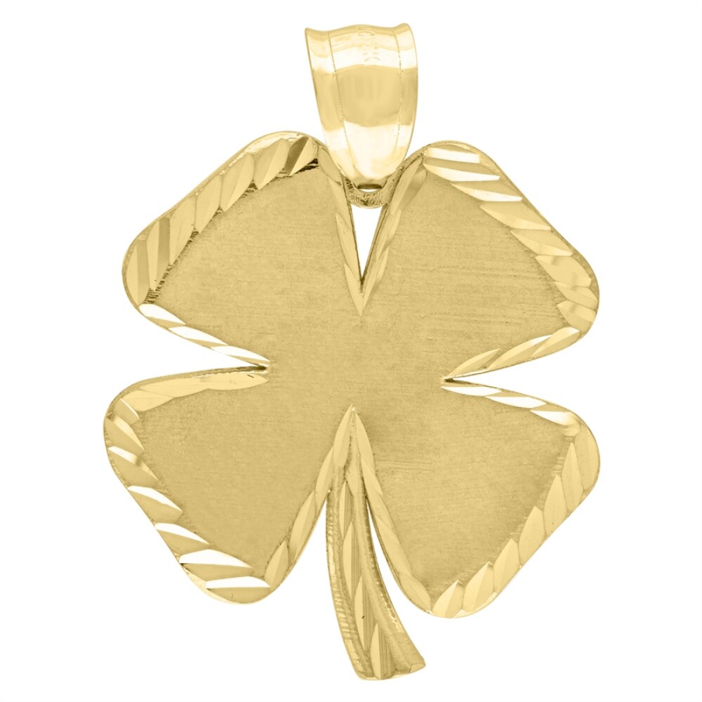 10K Yellow Gold Clover Good Luck Charm Pendant for Mens 3.1gm