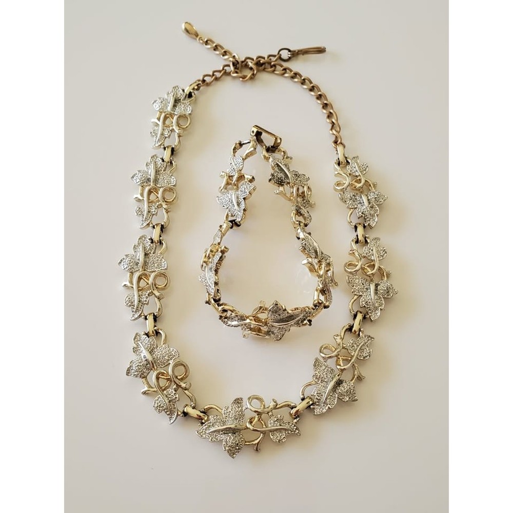 Vintage Maple Leaf Jewelry Set - Necklace and Bracelet  