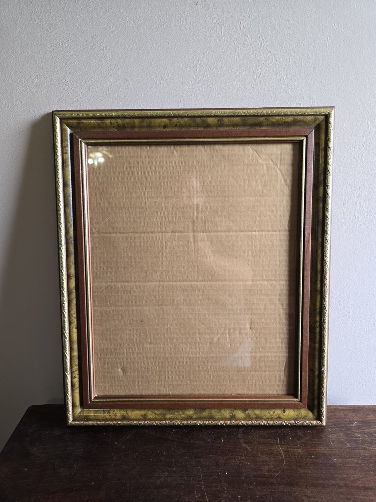 Vintage Ornate Homco Wide Wood Picture Frame W/Glass Art Gallery Shabby Chic
