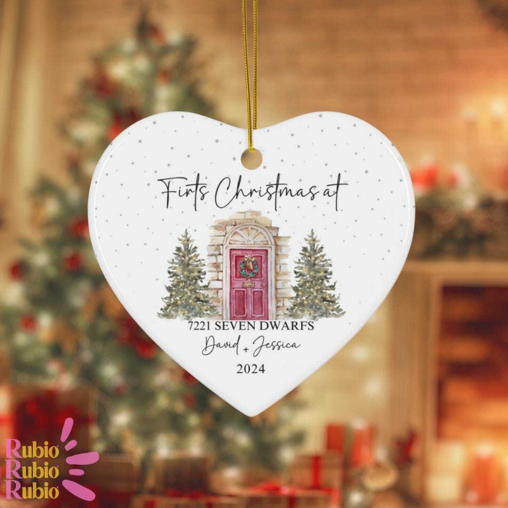 Ceramic New Home First Christmas Ornament with Address for Christmas 2024