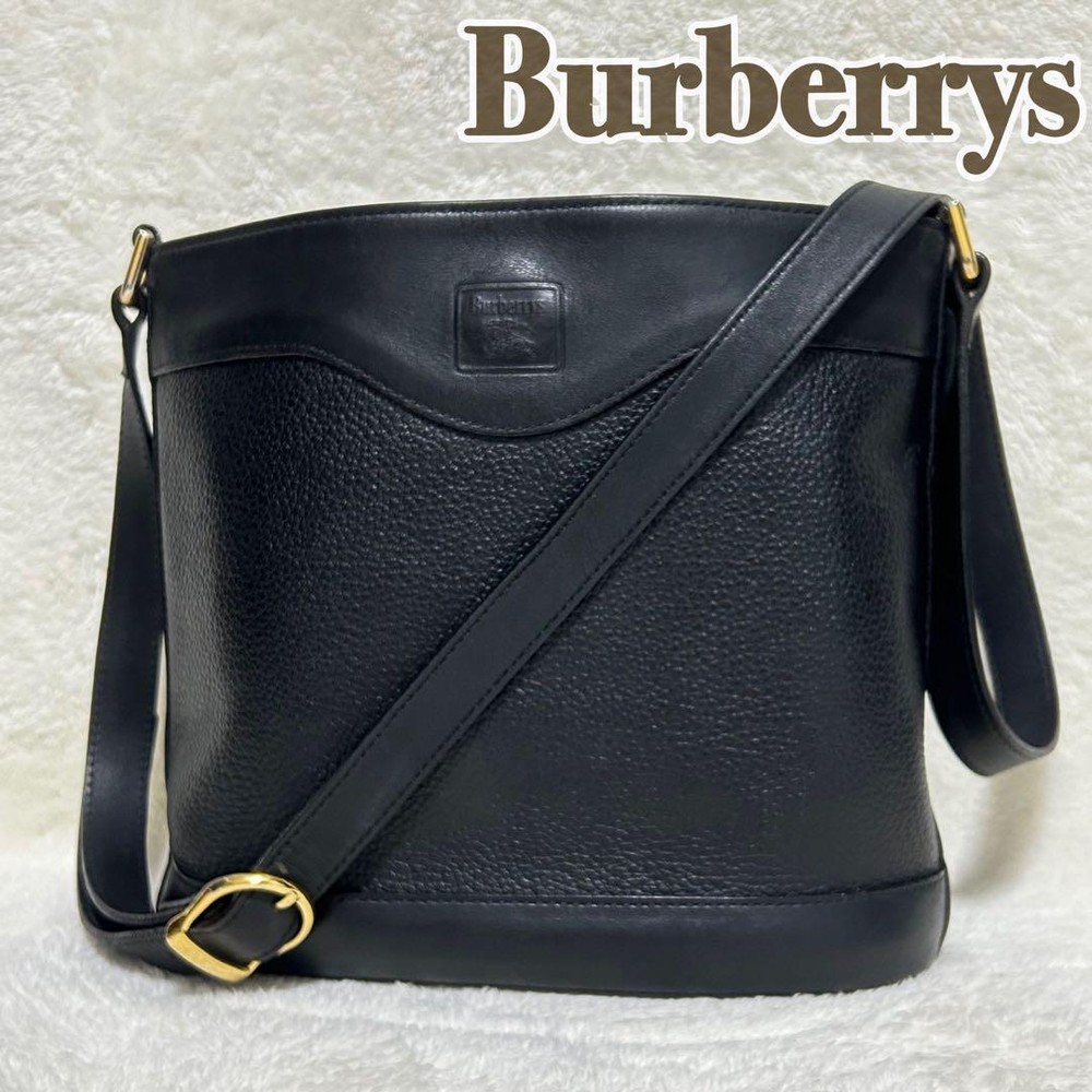 Burberry Shoulder Bag Nova Check Leather Black Authentic F1204270