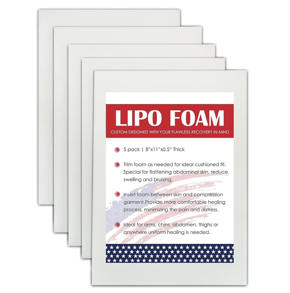 5-Pack White Lipo Foam Pads for Post-Surgery Abdominal Liposuction Recovery
