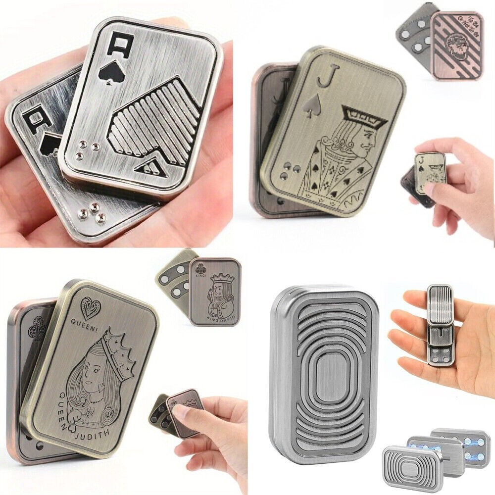 Magnetic Metal Fidget Metal Poker Push Card Fidget Slider Stress Relief Toys US