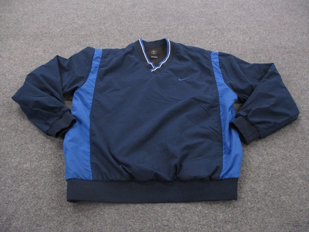 Nike Jacket Mens L Blue Lined Golf Pullover Athletic Swoosh Logo Track Retro