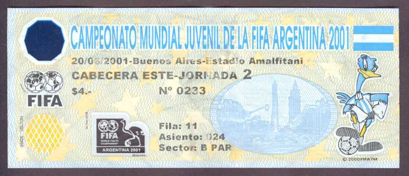 Argentina Sub 20 Soccer World Cup 2001 Chile vs USA USED