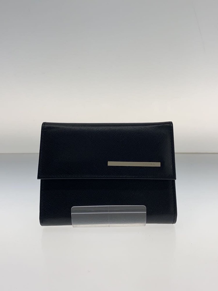 PRADA Tri-fold Black Leather Wallet for Men