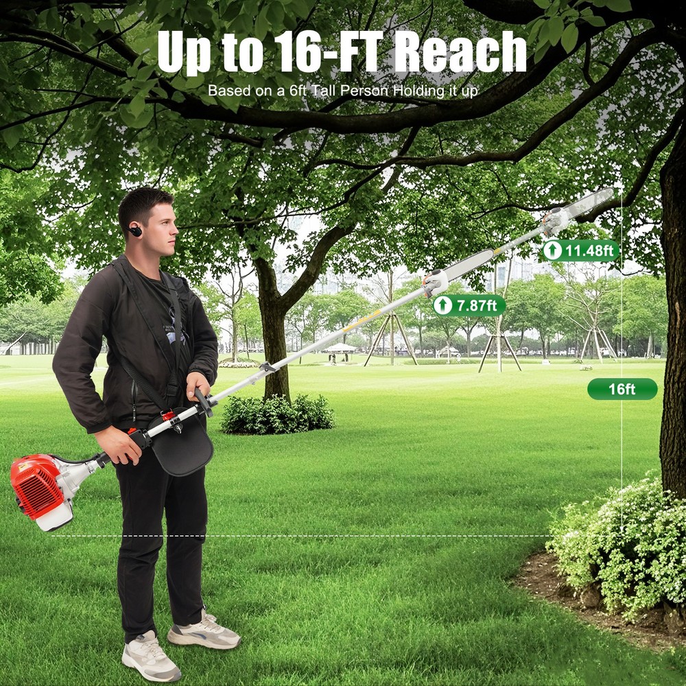 12-Inch Gas-Powered Pole Saw Chainsaw for Tree Trimming and Pruning